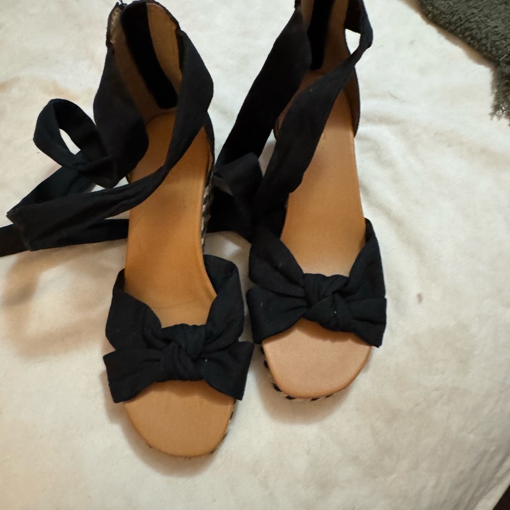 UGG Black Espadrille Sandals with Bow